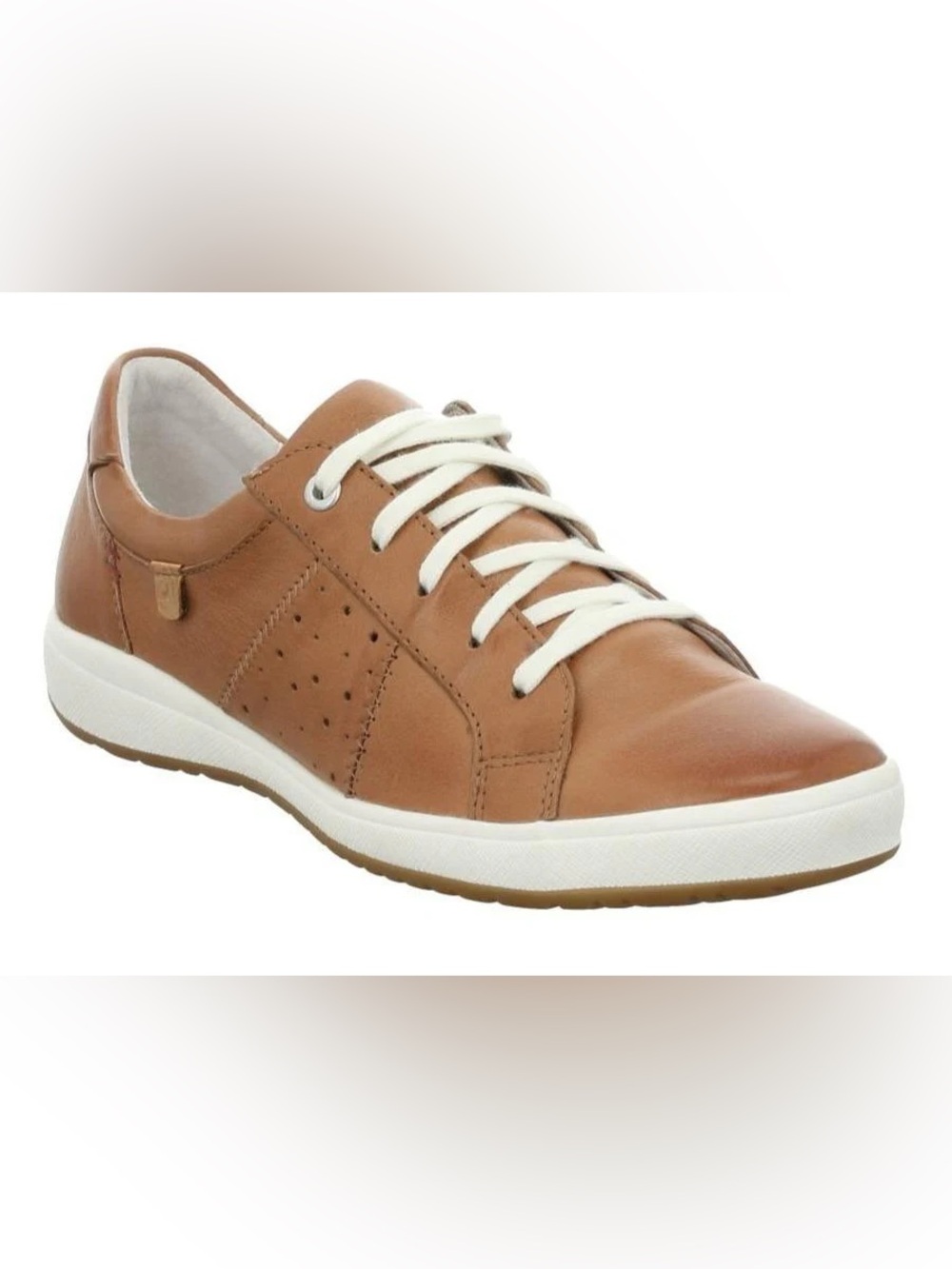 Josef Seibel Leather Caren 01 sneakers laces side perforations tan 39 breathable